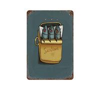 Plaque en métal « Three Sardines In A Metal Box » - Cadeau - Rétro - Vintage - Affiche en métal - Décoration murale - 20,3 x 30,5 cm