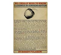 Plaque en métal « Tout ce que j'ai vraiment besoin de savoir » - Citations rétro - Affiches inspirantes - Décoration murale pour la maison, le bureau - 20 x 30 cm