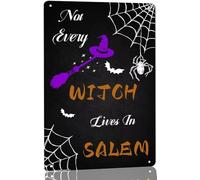 Plaque en métal « Toutes les sorcières ne vivent pas à Salem » - Décoration vintage pour Halloween - Décoration de cuisine sur le thème des sorcières - Affiche murale en métal - Cadeaux - Cafés, bars