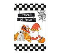 Plaque en métal « Trick or Treat Boo » pour Halloween, gnome, citrouille, toile d'araignée, plateau en métal, 30,5 x 20,3 cm, facile à monter, affiche rustique pour cuisine, jardin, ferme, garage