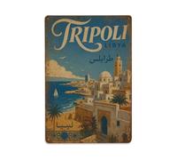 Plaque en métal Tripoli de voyage rétro Libye