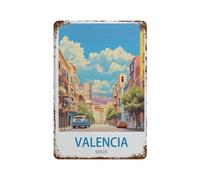 Plaque en métal, Valence Espagne, décoration murale rustique pour café, bar, chambre à coucher, décoration murale (20 x 30 cm)