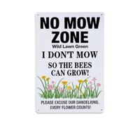 Plaque en métal verte « No Mow Zone Wild Lawn »