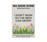 Plaque en métal verte « No Mow Zone Wild Yard »