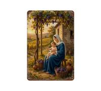 Plaque en métal Vierge Marie de la récolte des vignobles | Plaque murale de style vintage de 20,3 x 30,5 cm pour café, bar, bureau, maison, jardin, porte d'entrée, chambre à coucher