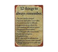 Plaque en métal vintage « 12 Things to Always Remember » - Décoration murale rétro - 20,3 x 30,5 cm