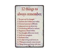 Plaque en métal vintage « 12 Things to Remember » - Décoration murale - 40,6 x 30,5 cm