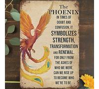 Plaque en métal vintage 20,3 x 30,5 cm, décoration murale The Phoenix In Times Of Doubt And Confusion, symbolise la force, le renouvellement de la transformation pour maison, salon, chambre, jardin,