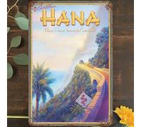 Plaque en métal vintage 20,3 x 30,5 cm, décoration murale Visit Hana, affiche de voyage hawaïenne pour maison, salon, chambre, jardin, garage, café, bar, pub