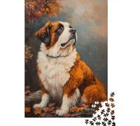 Plaque en Métal Vintage 38x26cm/1000pcs avec Autumn Saint Bernard pour Le Coin Bar, Présent De Noël pour Les Collectionneurs De Déco Vintage
