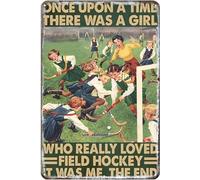 Plaque en métal vintage « A Girl Who Really Loved Hockey sur gazon » - Décoration murale pour maison, cuisine, bar, café, club, grotte - 30,5 x 40,6 cm