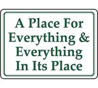 Plaque en métal vintage « A Place For Everything & Everything In Its Place » - Plaque en métal en aluminium pour décoration murale de maison, café, bar, 20,3 x 30,5 cm