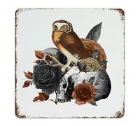 Plaque en métal vintage à suspendre pour Halloween, hibou, squelette, fleur, décoration murale pour homme, décoration de chambre d'horreur pour homme, panneau de garage pour cabine, salon, porte
