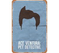 Plaque en métal vintage Ace Ventura - Pet Detective Musicale classique pour bar, pub, café, cuisine, salle de bain, karaoké, décoration d'intérieur, 20,3 x 30,5 cm