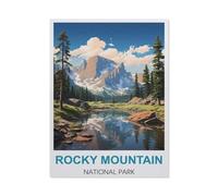 Plaque en métal vintage,Affiche vintage de voyage du parc national des Rocky Mountain,Vintage Art Sign Home Kitchen Bar Cafe Club Cave Décoration Tin Sign(30x40cm)12x16 inch-BV17