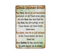 Plaque en métal vintage « Always Remember Home Child Work Gratitude » - Décoration murale d'intérieur et d'extérieur - 20,3 x 30,5 cm