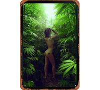 Plaque en métal vintage amusante avec inscription « All Natural Hot Girl » - Marijuana Weed Cannabis - Décoration murale rétro - Pour jardin, café, bureau, magasin, pubs, club - 30,5 x 40,6 cm
