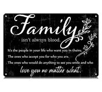 Plaque en métal vintage amusante avec inscription « Family Isn't Always Blood Family » - Décoration murale en fer pour maison, ferme, bar, café, pub, garage, grotte - 30,5 x 20,3 cm