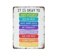 Plaque en métal vintage amusante avec inscription « It's Okay to Not Be Okay » pour enfants - Décoration murale pour maison, bar, café - 15,2 x 20,3 cm