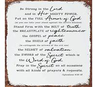 Plaque en métal vintage amusante en métal avec inscription « Armor of God Ephesians » 12:10800 - Décoration murale rétro pour jardin, homme, grotte, café, bureau, magasin, pubs, club - 30,5 x 30,5 cm