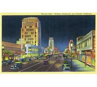 Plaque en métal vintage amusante Los Angeles Ca Miracle Mile Wilshire Blvd At Night 20,3 x 30,5 cm