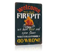 Plaque en métal vintage amusante pour décoration de patio - 30,5 x 20,3 cm - Accessoires pour intérieur et extérieur - Bienvenue dans notre foyer - What Could Possibly Go Wrong
