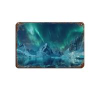 Plaque en métal vintage Aurore islandaise pour pub, club, café, bar, maison, décoration murale, affiche rétro 20 x 30 cm