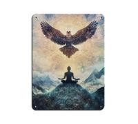 Plaque en métal vintage avec aigle mystique et méditation pour pub, club, café, bar, maison, décoration murale 30 x 40 cm