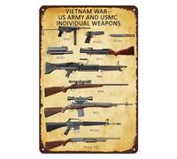 Plaque en métal vintage avec armes individuelles et guerre du Vietnam, décoration murale pour bar, café, cuisine, garage, 20,3 x 30,5 cm