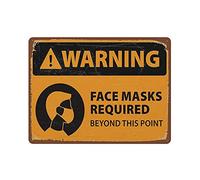 Plaque en métal vintage avec avertissement de masques faciaux requis - Décoration murale de cuisine de campagne - Décoration murale de cuisine de campagne - 30,5 x 40,6 cm
