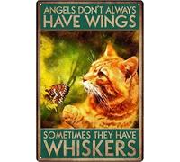 Plaque en métal vintage avec chat tigré roux pour les amoureux des chats, plaque rétro amusante avec chats oranges 20,3 x 30,5 cm