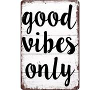 Plaque en métal vintage avec citation inspirante Good Vibes Only - Décoration murale - 20,3 x 30,5 cm