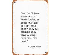 Plaque en métal vintage avec citations d'amour Oscar Wilde 30,5 x 20,3 cm
