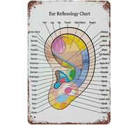 Plaque en métal vintage avec code couleur pour réflexologie auriculaire, anatomie, massage des organes, drôle et fantaisie, pour cuisine, bar, club, garage, jardin, décoration mura 8x12 pouces