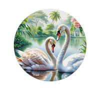 Plaque en métal vintage avec cygnes sourdins tropicaux, roses, lotus, jardin botanique, serein, décoration murale pour café, club, bar, bureau, jardin - 20,3 x 20,3 cm