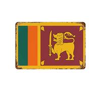 Plaque en métal vintage avec drapeau national du Sri Lanka - Plaque en métal rétro - Panneau de rue - Pour café, bar, pub, club de bière - Décoration murale - 30,5 x 20,3 cm