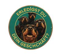Plaque en métal vintage avec emblème circulaire « Four Rottweilers In Circular » - Décoration murale pour maison, bar, café, cuisine, buanderie - 20,3 x 20,3 cm