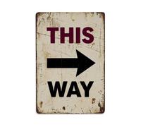 Plaque en métal vintage avec flèche This Way | Plaque murale de style vintage pour café, bar, bureau, maison, jardin, porte d'entrée, chambre à coucher et couloir 20,3 x