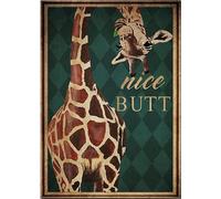 Plaque en métal vintage avec girafe humoristique pour salle de bain Nice Butt In Toilet Room - 20,3 x 30,5 cm