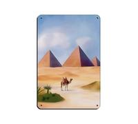 Plaque en métal vintage avec impression aquarelle de grandes pyramides de Gizeh pour pub, club, café, bar, maison, décoration murale, affiche rétro, 20 x 30 cm