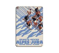 Plaque en métal vintage avec inscription « Alpes et Jura suisses et montagnes du Jura » - Décoration murale rétro - 20 x 30 cm