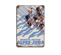 Plaque en métal vintage avec inscription « Alpes et Jura suisses et montagnes du Jura » - Décoration murale rétro - 20 x 30 cm