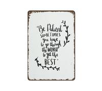 Plaque en métal vintage avec inscription « Be Patient Sometimes You Have To Go Through The Worst Get Best » - Plaque en métal « Happy Valentine's Day » - Pour cuisine, bar, club, garage, jardin