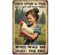 Plaque en métal vintage avec inscription « Chicken Lovers A Girl Who Loved Chicken Farm » - 20,3 x 30,5 cm