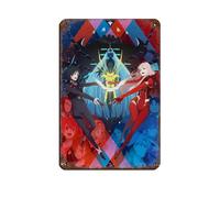 Plaque en métal vintage avec inscription « Darling in The Franxx Zero Two And Hiro 16 » - Décoration murale rétro - 20 x 30 cm