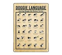 Plaque en métal vintage avec inscription « Doggie Language Knowledge » - Décoration murale - Cadeau amusant pour la maison, la cuisine, le garage, la salle de bain, la ferme, le jardin, le bar, le