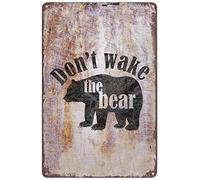 Plaque en métal vintage avec inscription « Don't Wake The Bear » - Décoration murale pour maison, bar, pub, café, club - 20,3 x 30,5 cm