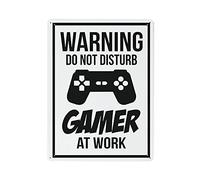 Plaque en métal vintage avec inscription « Game Room Warning Do Not Disturb » - Décoration murale - Cuisine de campagne - Décoration murale de maison ou de garage - 40,6 x 30,5 cm