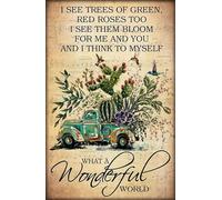 Plaque en métal vintage avec inscription « Gardening and Hummingbirds Lovers What A Wonderful World » - Décoration vintage pour garage, maison, jardin, cafés, cuisine - 20,3 x 30,5 cm