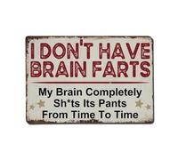 Plaque en métal vintage avec inscription « I Don't Have Brain Farts, My Brain Completely Shts Its Pants from Time to Time » - Décoration murale pour jardin, chambre, café, bar, grotte - 20,3 x 30,5 cm
